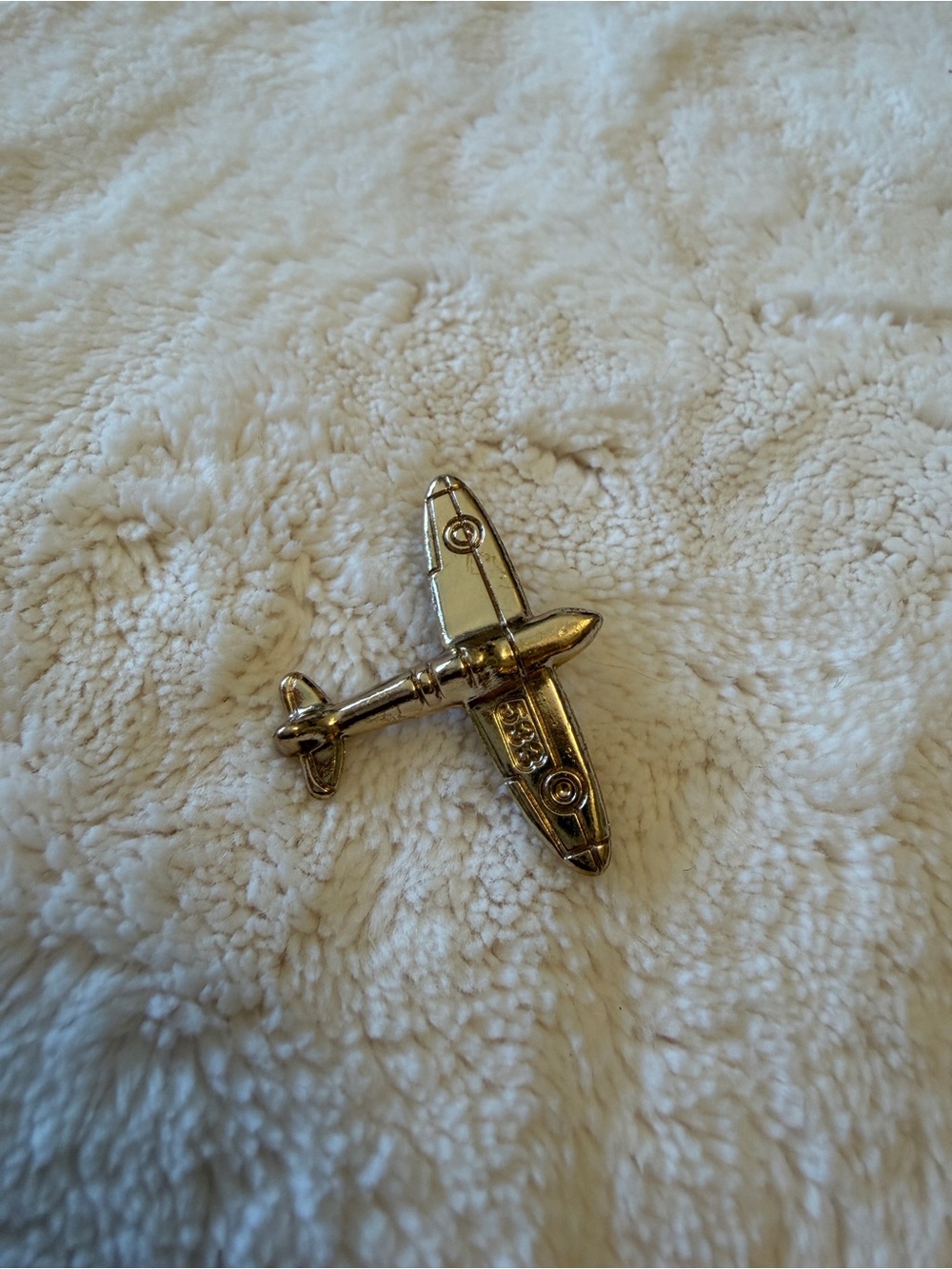 Gold Airplane Lapel Pin - Men Accessories - Picture 2 of 5